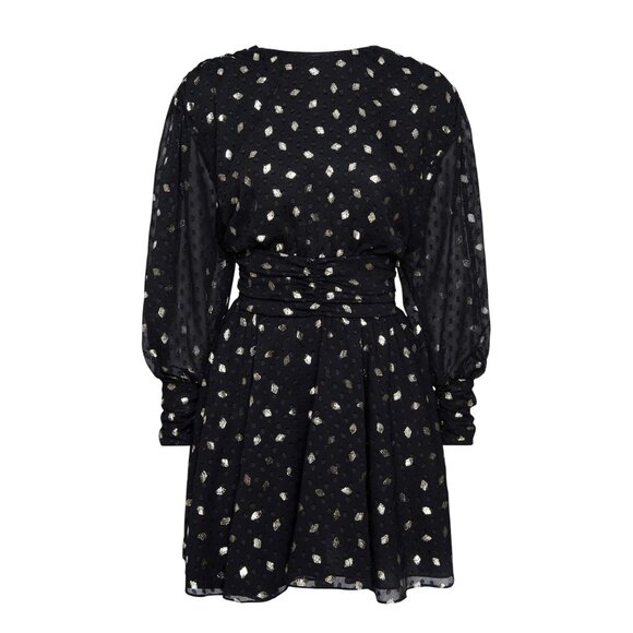 NWT Misa Los Angeles Davie Dress Black Silver‎ Diamond Clip Dot Mini Size XS - Picture 10 of 15